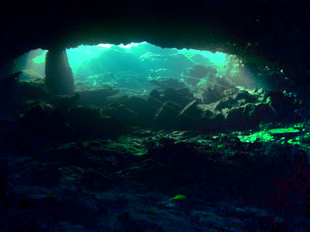 Looking out from the Peacock Springs cave entrance