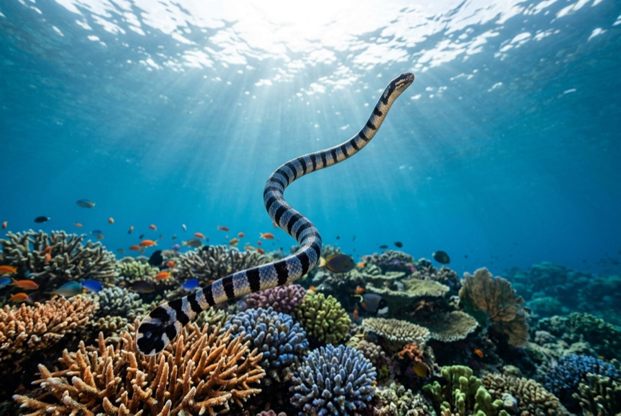 Banded Sea Krait — illustration